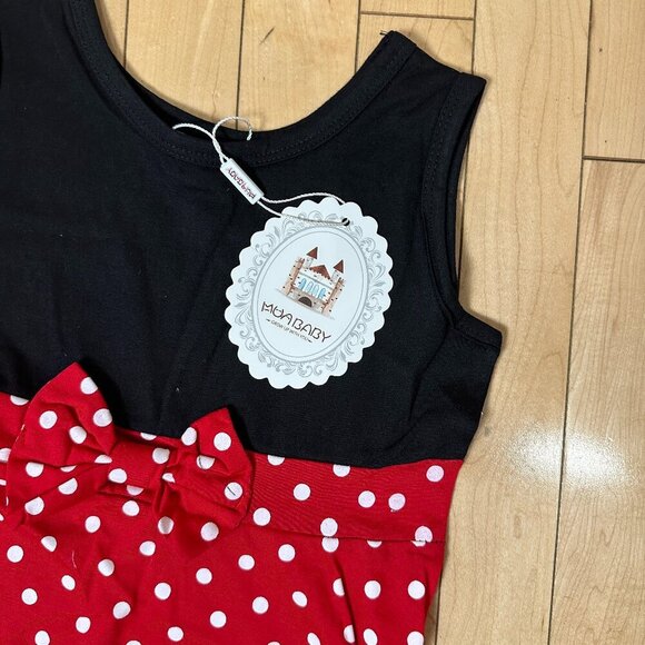 New NWT Minnie Mickey Mouse Disney Inspired Dress Size 8-10 Polka Dot - Picture 4 of 9